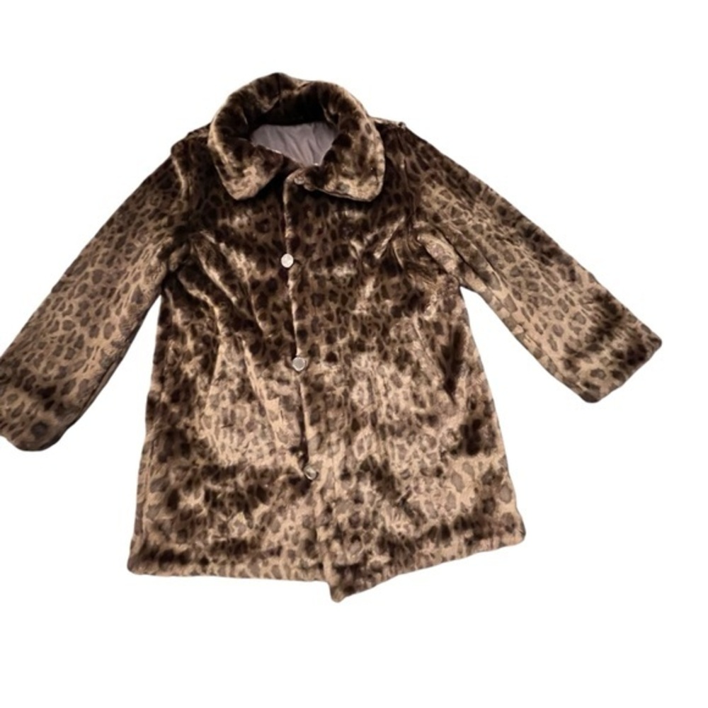 DARK LEOPARD PRINT FAUX FUR / NYLON JACKET‎ COAT SMALL REVERSIBLE HILARY RADLEY